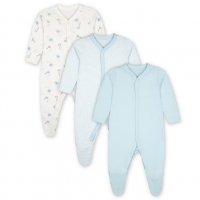 MX417: Baby Boys 3 Pack Sleepsuits (0-6 Months)